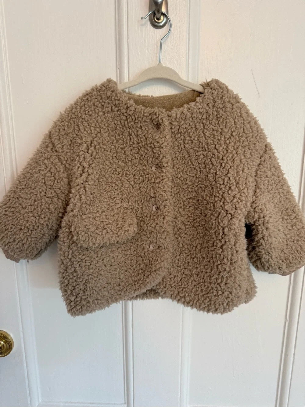Kids Sherpa Button-Front Jacket - Taupe